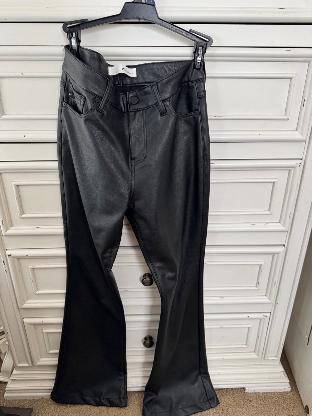 KanCan Black Faux Leather Wide Leg Jeans